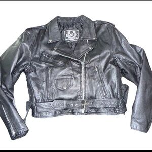 VINTAGE UNIC INTERNATIONAL BLCK HIGH QUALITY BIKER MOTORCYCLE SILVER HARDWARE XL